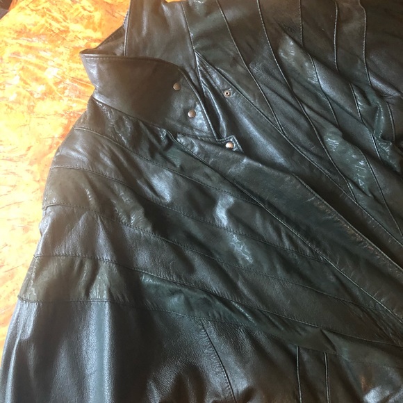 Vintage 80s leather deep green cocoon jacket - Picture 14 of 16